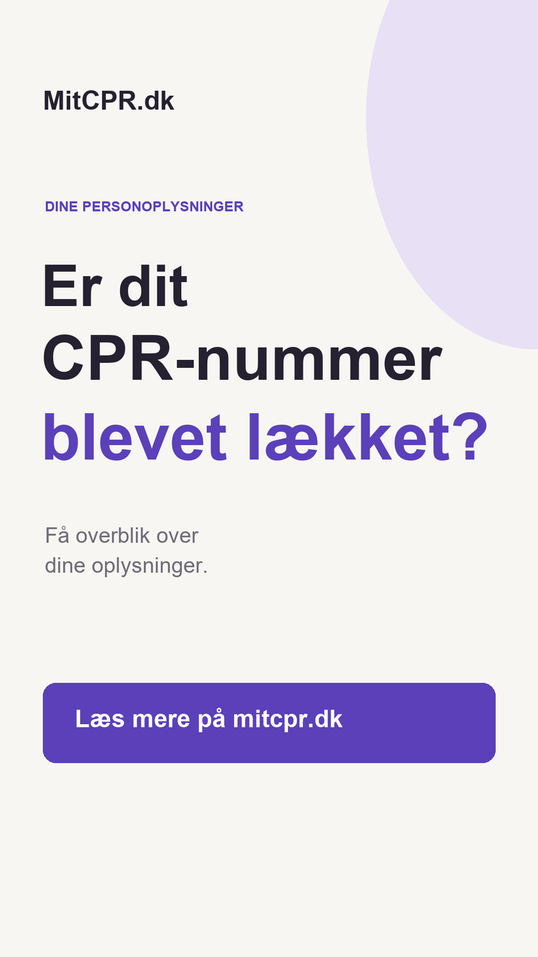 Story-billede med teksten: Er dit CPR-nummer blevet lækket?